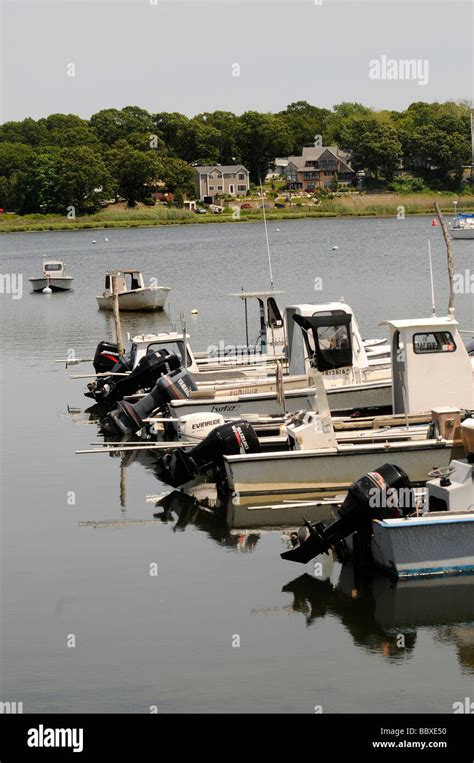 Quahog fishing boats at dock in Narragansett bay Rhode Island Stock ...