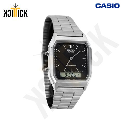 Original Casio AQ 230A 1DMQ Silver Stainless Steel Vintage Analog