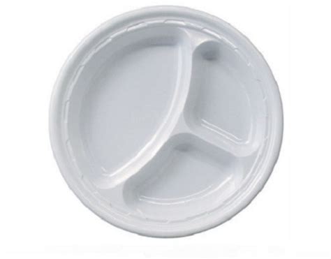 10 Inches Plain Round 3 Compartment Disposable Dinner Paper Plate For