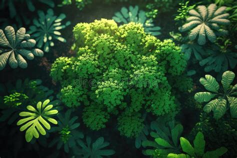 Green Rainforest Nature Above Forest Generative AI Illustration Stock