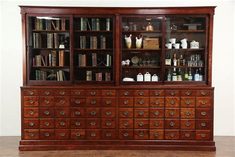 Apothecary Or Drug Store Antique Cabinet Drawers Sliding Glass Doors