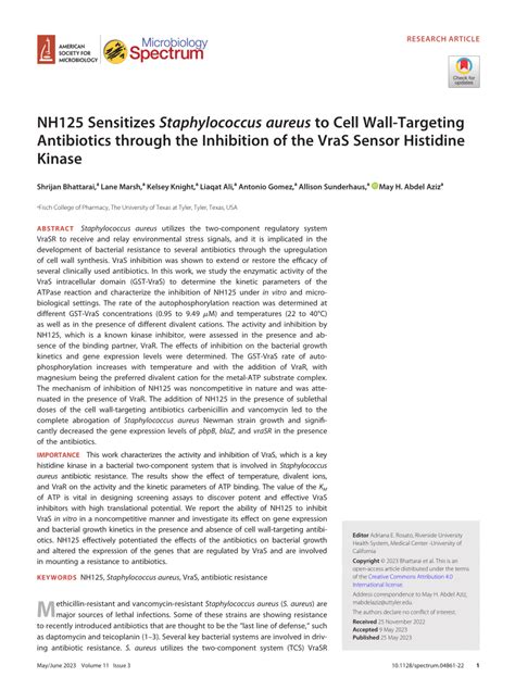 Pdf Nh Sensitizes Staphylococcus Aureus To Cell Wall Targeting