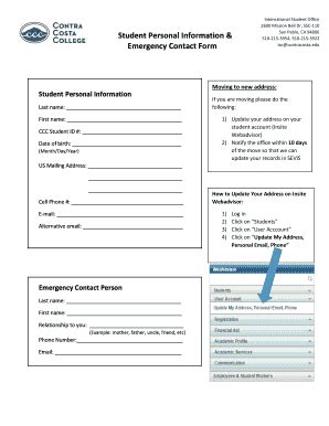 Fillable Online Contracosta Student Personal Information