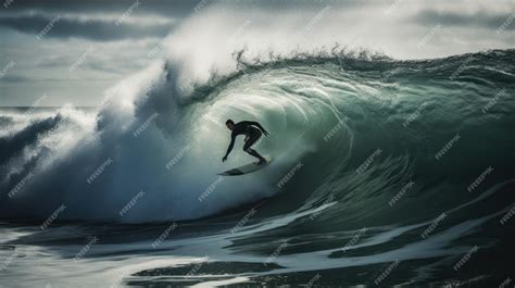 Premium AI Image | Professional surfer riding waves men catching waves ...