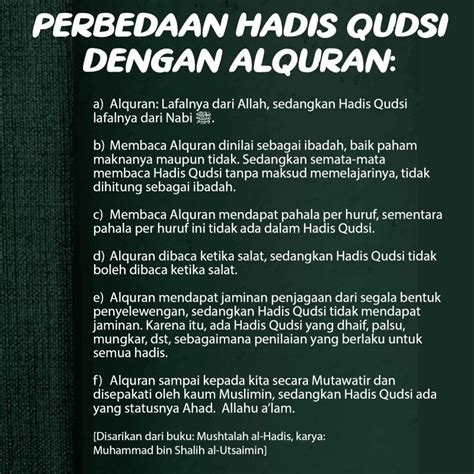 Perbedaan Hadis Nabawi Hadis Qudsi Dan Alquran Riset