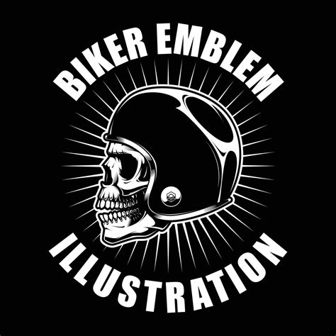 Biker Skull Emblem Vector Illustration 8099500 Vector Art At Vecteezy