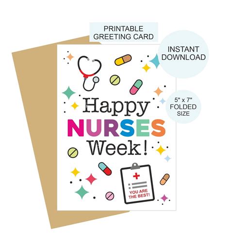 Happy Nurses Week Card Printable Happy Nurse Week Card Colorful