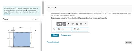 Solved A 20 Mm Wide Block Is Firmly Bonded To Rigid Plates