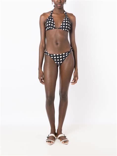 Lenny Niemeyer Vichy Check Print Bikini Bottoms Black Farfetch