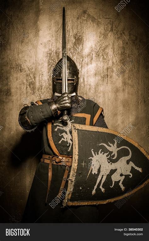 Medieval Knight Holding Sword Front Image And Photo Bigstock