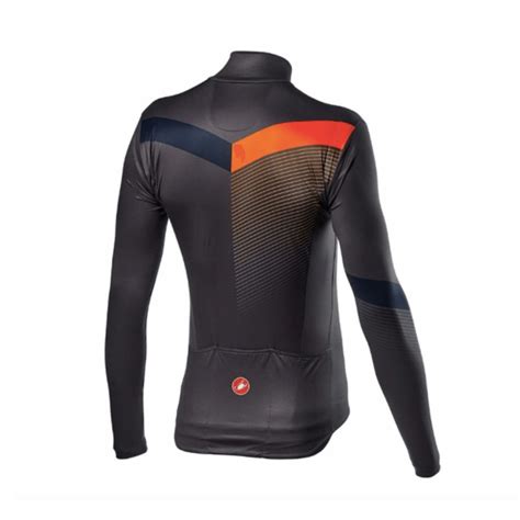 Maillot Manches Longues Castelli Mid Thermal Pro Gris Fonc Orange