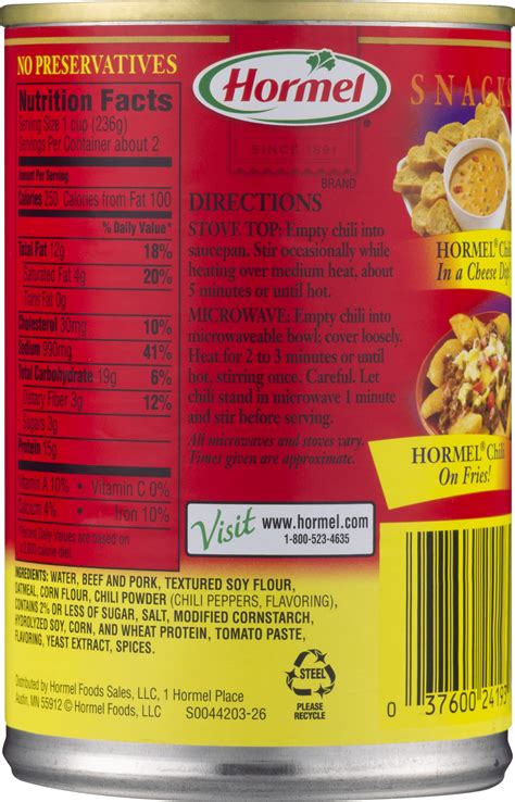 Hormel Chili No Beans Nutrition Facts – Besto Blog