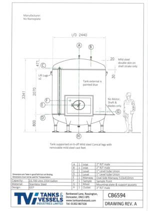 10700 Litre 2354 Gallon Vertical Stainless Steel Painted Storage