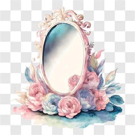 Descarga Espejo Con Entorno Floral Rosa Y Azul Png En L Nea Creative