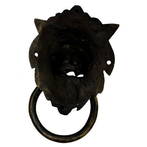 Antique Style Handcrafted Brass Door Knocker Black Lion Face Shape