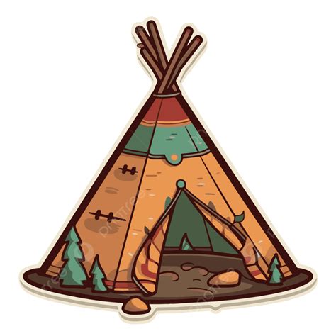 Teepee Emblem And Camp Illustration Vector Clipart Teepee Sticker