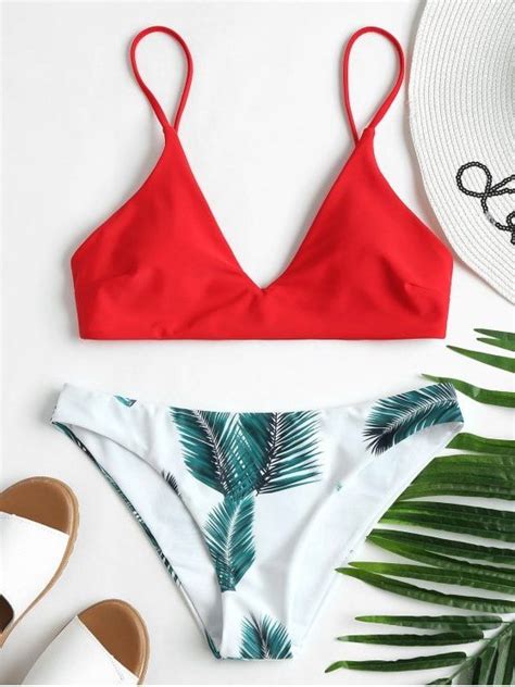 Leaf Print Bikini Set Tropical Print Bikini Swimwear Summer Style