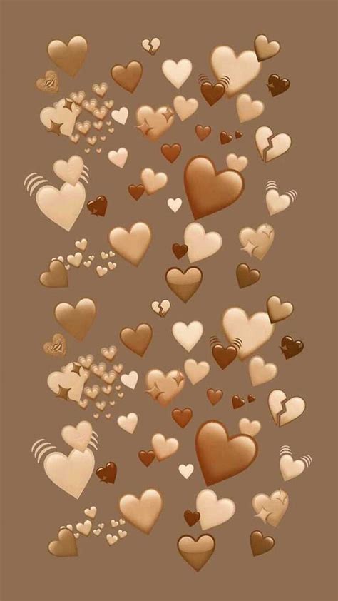 Download Brown Hearts Emojis Wallpaper