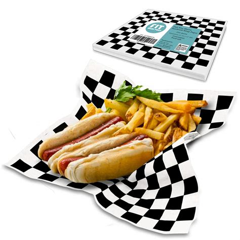 Buy [250 Sheets] 12x12 Inch Deli Sheets Sandwich Wrap Paper - Black and White Checkered Food ...