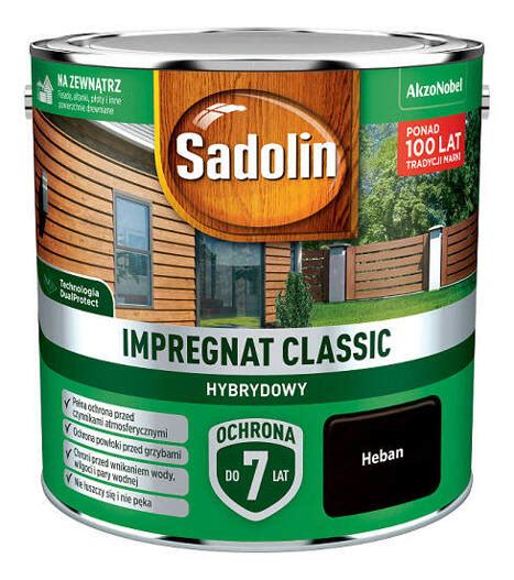 Impregnat Classic Hybrydowy Sadolin 9l Heban ABUD materiały budowlane