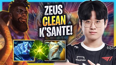 ZEUS IS SUPER CLEAN WITH K SANTE T1 Zeus Plays K Sante TOP Vs Vayne