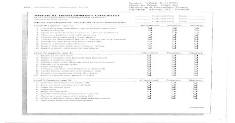 Physical Development Observation Form