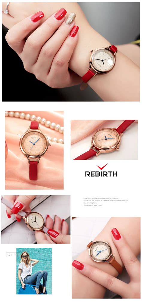 Rebirth Luxury Brand Lady Elegant Wrist Watch Fashion Crystal Dial