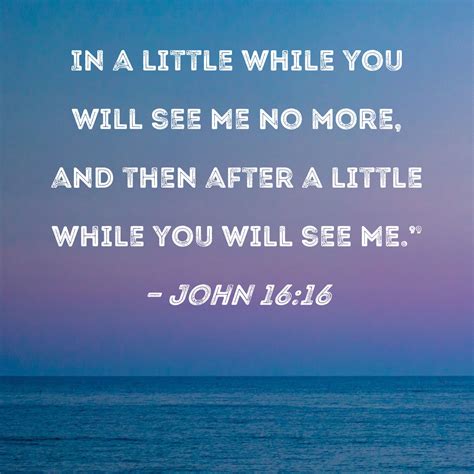 John 16:16 In a little while you will see Me no more, and then after a