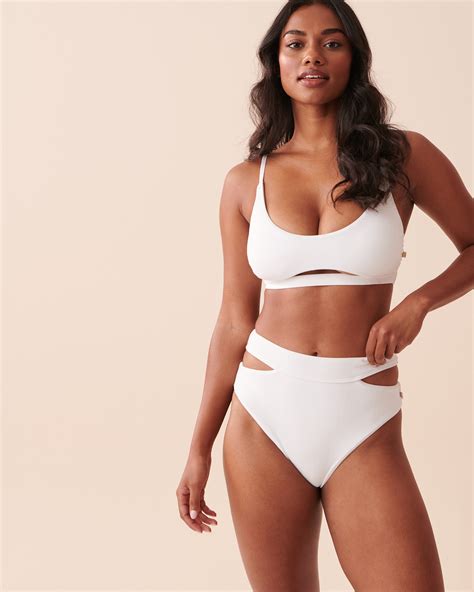 Haut de bikini bralette texturé en fibres recyclées Blanc la Vie en