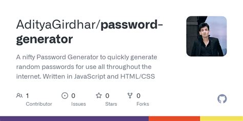 GitHub AdityaGirdhar Password Generator A Nifty Password Generator