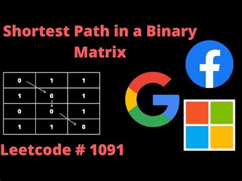 SHORTEST PATH IN A BINARY MATRIX LEETCODE 1091 PYTHON BFS SOLUTION