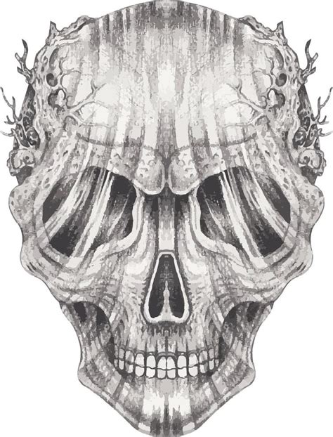 Art surreal skull tattoo. Hand drawing and make graphic vector ...