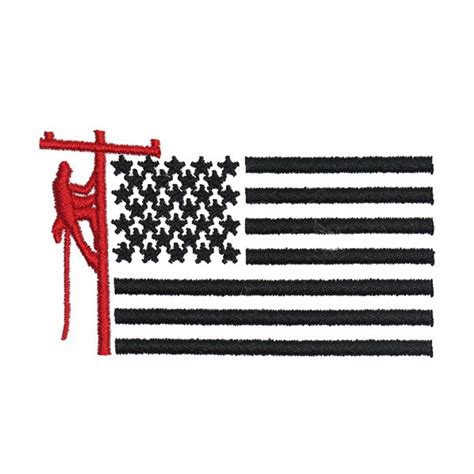 Lineman Us Flag Embroidery Design Instant Download Etsy