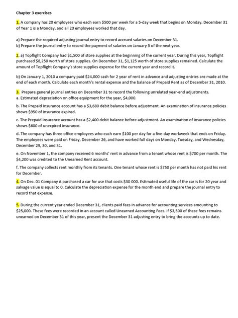 Chapter 3 Exercises Pdf Expense Debits And Credits