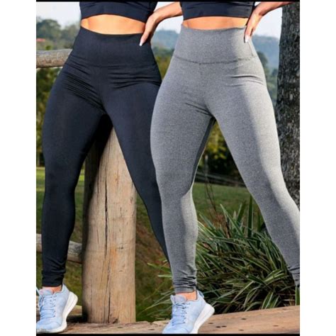 kit 2 calças legging feminina suplex cintura alta super confortável