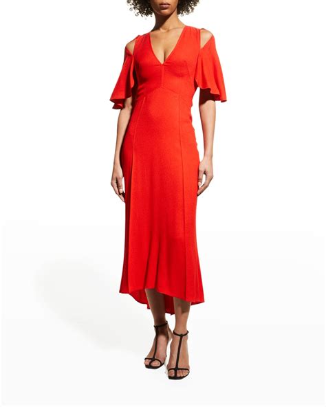 V Neck A Line Dress Neiman Marcus