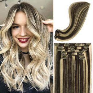 A Blonde Mixed Bleach Blonde Clip In Remy Human Hair Extensions Pcs