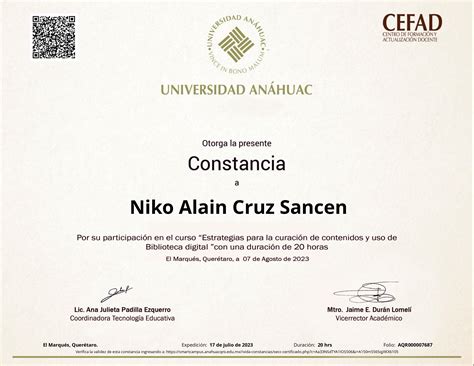 Validaci N De Constancia Red De Universidades An Huac