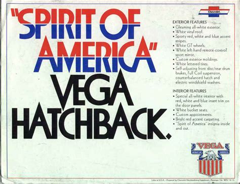 1974 Chevrolet Vega Brochure Spirit Of America