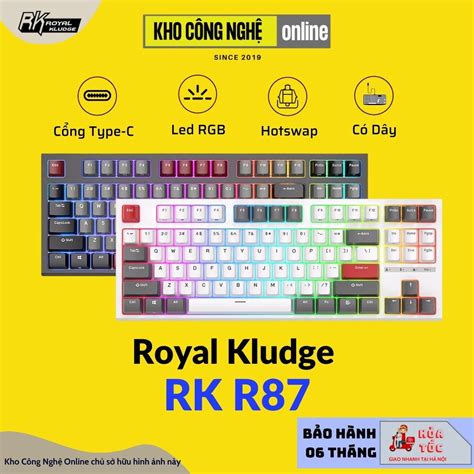 Bàn Phím Cơ Royal Kludge RK R87 LED RGB RK Switch Keycap PBT Double