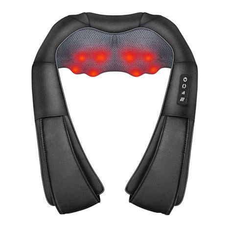 Back And Neck Heated Massager Deep Tissue Kneading Shiatsu Massager