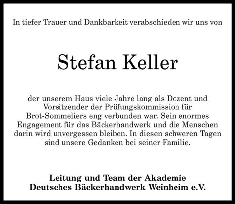 Traueranzeigen Von Stefan Keller Rz Trauer De