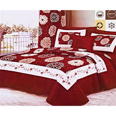 King Size 3 Piece Set Quilt Burgundy White Multi Color Geometric Modern