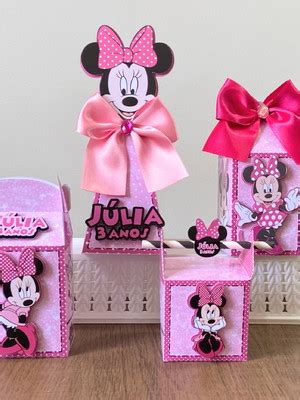 Kit Festa Minnie Rosa 3d 20 Lembrancinhas Personalizadas Compre