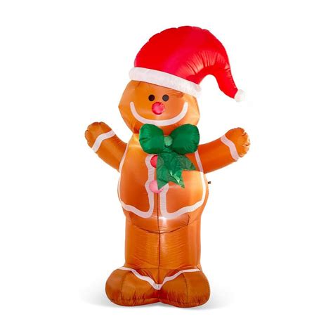 Glitzhome Lighted Inflatable Gingerbread Man Decor Inflated Height 8