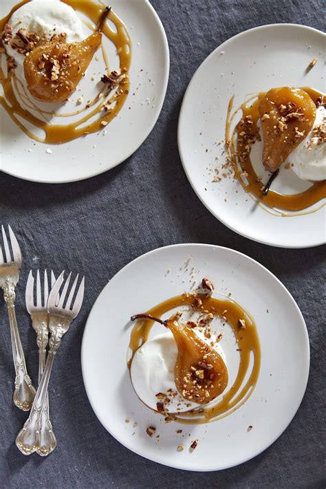 Maple Baked Pears With Bourbon Sauce And Toasted Pecans Gluten Free