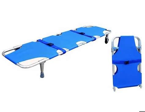 Desco Folding Stretcher Single Fold With Two Wheels Fixed Aluminium In