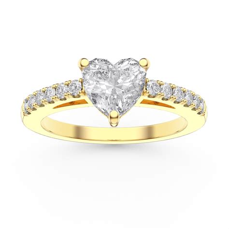 Unity 1ct Heart Moissanite Pave 18ct Yellow Gold Engagement Ring Jian