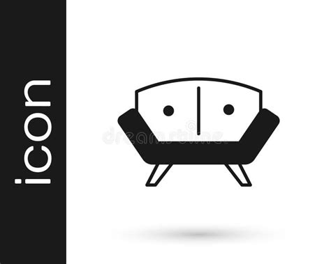 Black Sofa Icon Isolated on White Background. Vector Stock Illustration ...