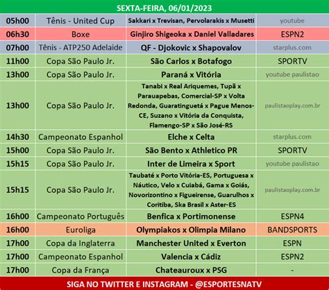 Esportes Na Tv On Twitter A Agenda Esportiva Desta Sexta Feira